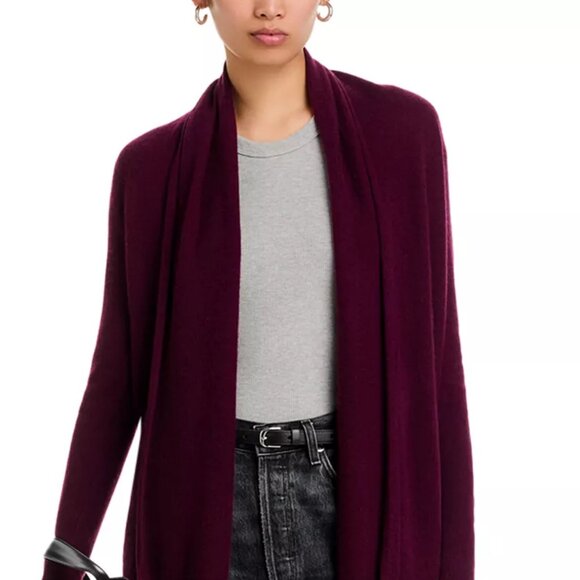 NEW$295 SAKS FIFTH AVENUE 100% Cashmere Long Open Front Knit Cardigan XS - Picture 14 of 15